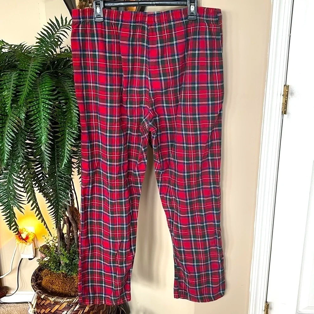 Polo Ralph Lauren Red Plaid 100% Cotton Pajama Sleep Pants Stretch Waist Pony